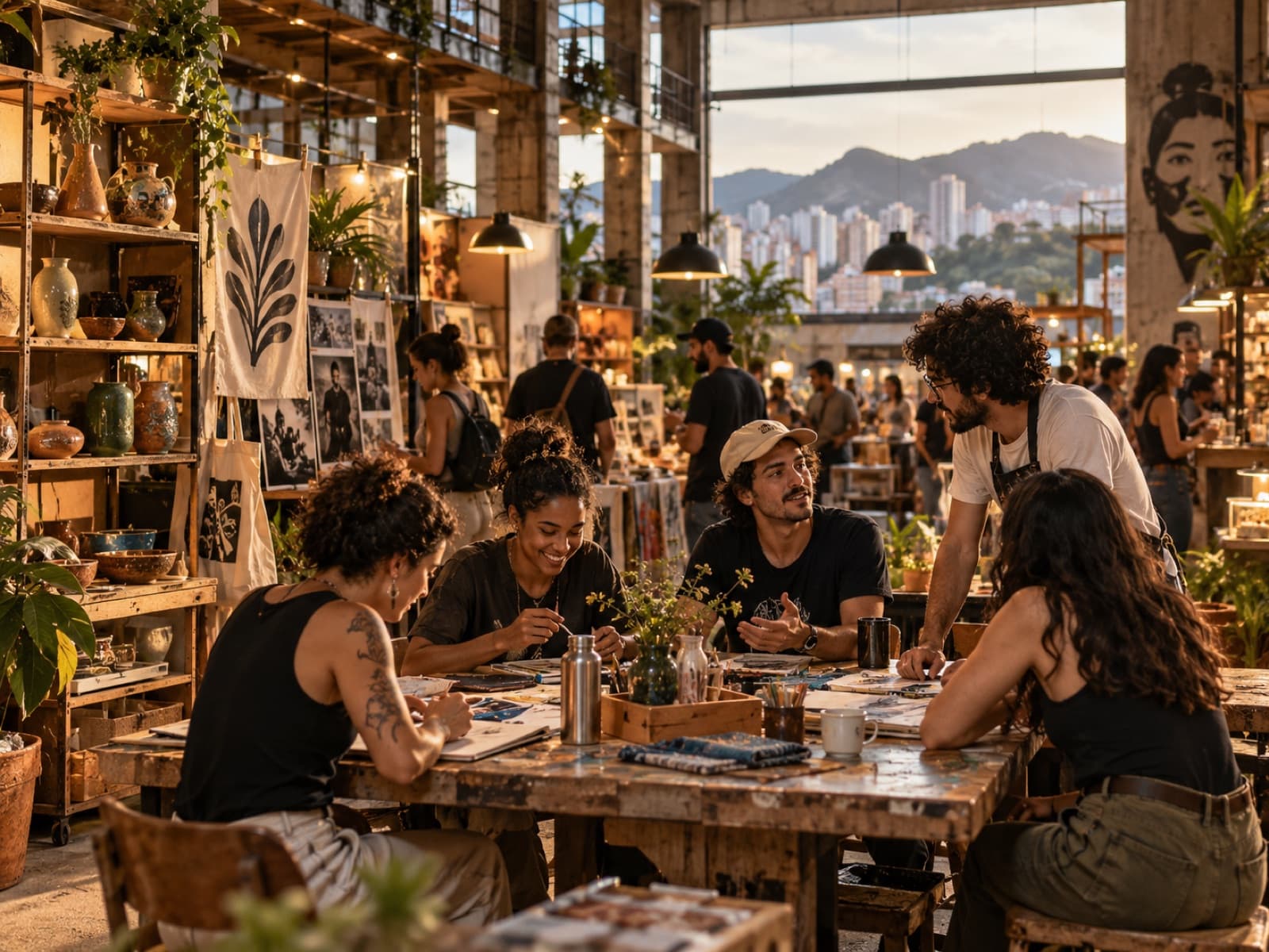 Comunidade da New Market Studio reunida no espaço
